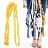 Wine Bottle Holder Bohemian Style Hand Knitting Cotton Rope Bottles Storage Hanging BagYellow - Extra Image
