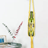 Wine Bottle Holder Bohemian Style Hand Knitting Cotton Rope Bottles Storage Hanging BagYellow
