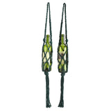 Wine Bottle Holder Bohemian Style Hand Knitting Cotton Rope Bottles Storage Hanging BagDark Green - Extra Image