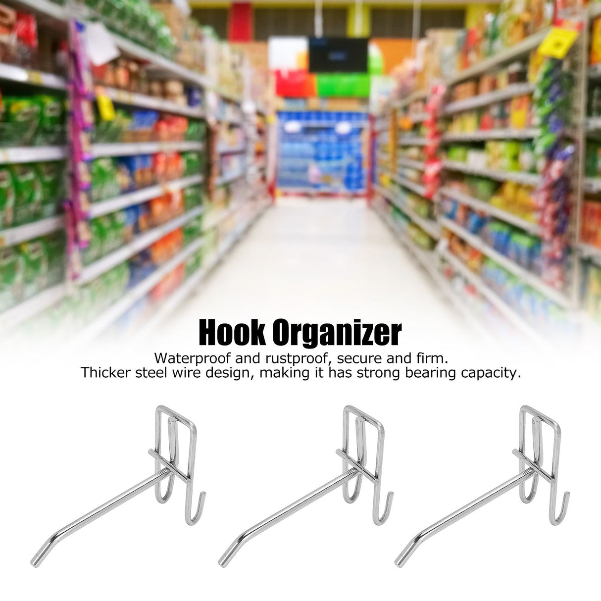 30pcs Supermarket Hook Iron Grid Shelf Hook Jewelry Display Shelf Hook 3.5mm Thickness10cm / 3.9in Long