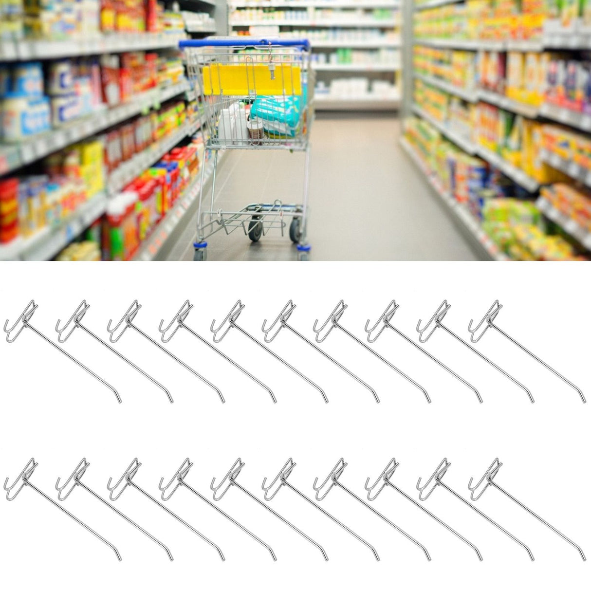 30pcs Supermarket Hook Iron Grid Shelf Hook Jewelry Display Shelf Hook 3.5mm Thickness20cm / 7.9in Long