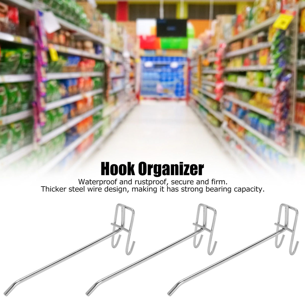 30pcs Supermarket Hook Iron Grid Shelf Hook Jewelry Display Shelf Hook 3.5mm Thickness20cm / 7.9in Long