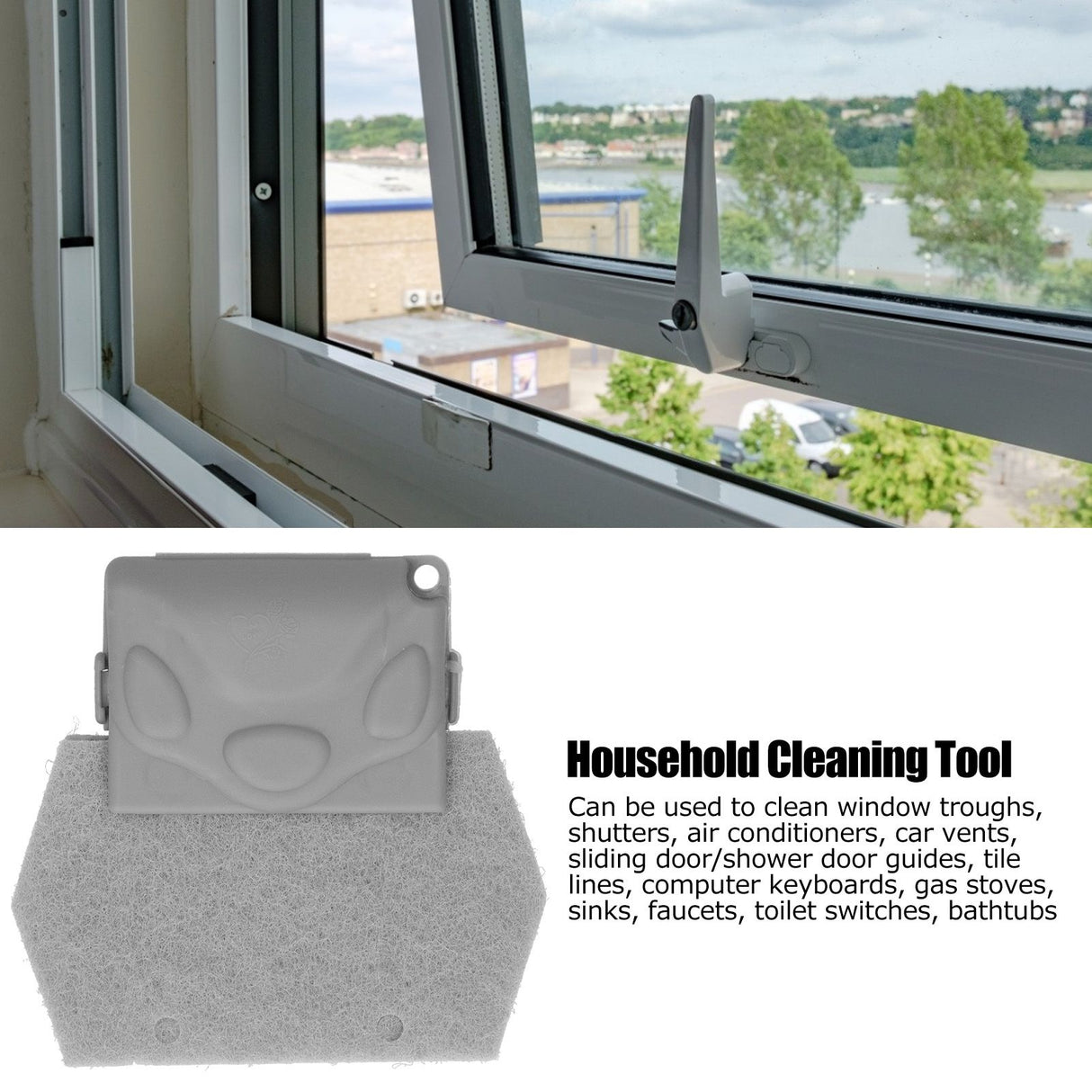 Window Groove Cleaning Brush Detachable Window Track Door Corner Household Cleaning ToolGray