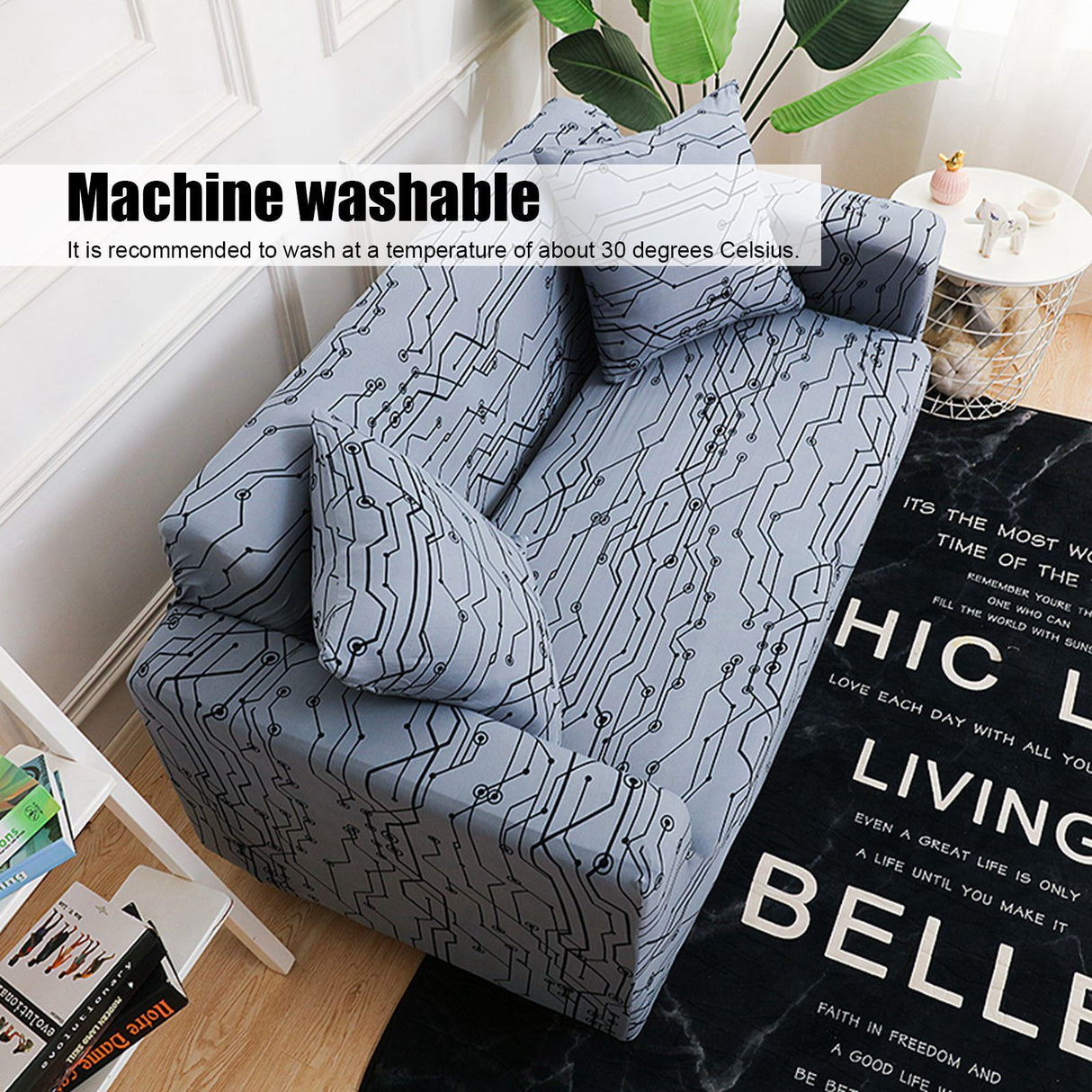 Elastic Sofa Cover Soft Stretch Slipcover Furniture Protector for Home Living Room1 Seater