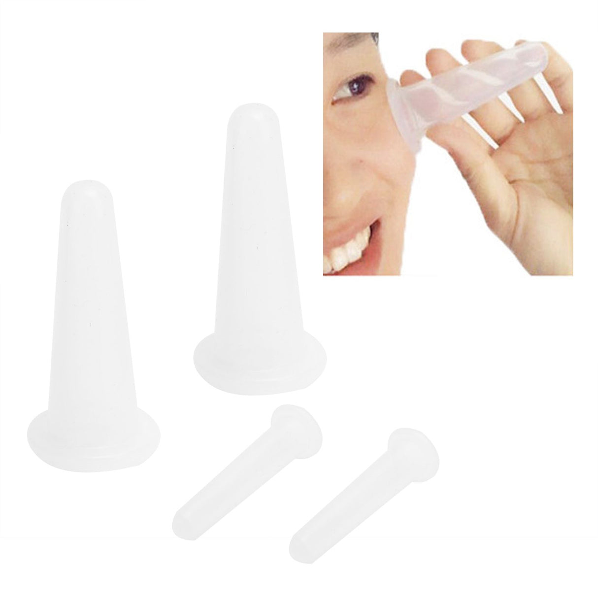4Pcs Silicone Massage Cup Moisture Absorption Jar Face Cupping Cup Body Health CareWhite 2 Large 2 Small
