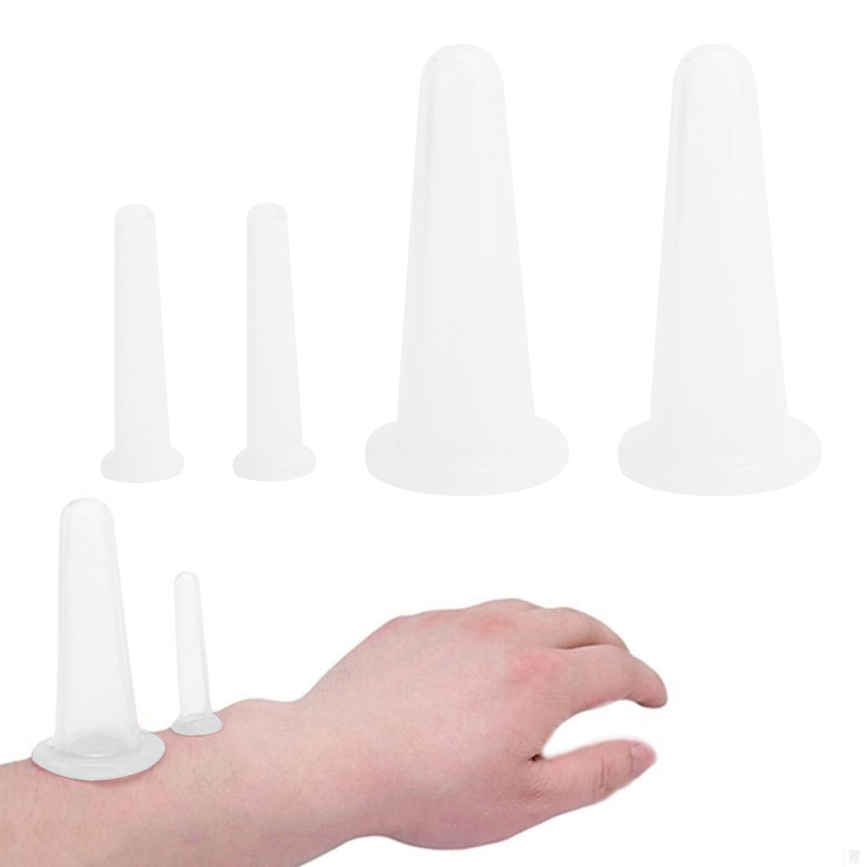 4Pcs Silicone Massage Cup Moisture Absorption Jar Face Cupping Cup Body Health CareWhite 2 Large 2 Small
