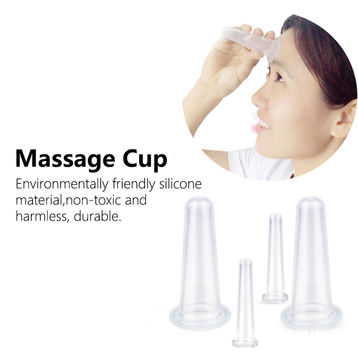 4Pcs Silicone Massage Cup Moisture Absorption Jar Face Cupping Cup Body Health CareWhite 2 Large 2 Small