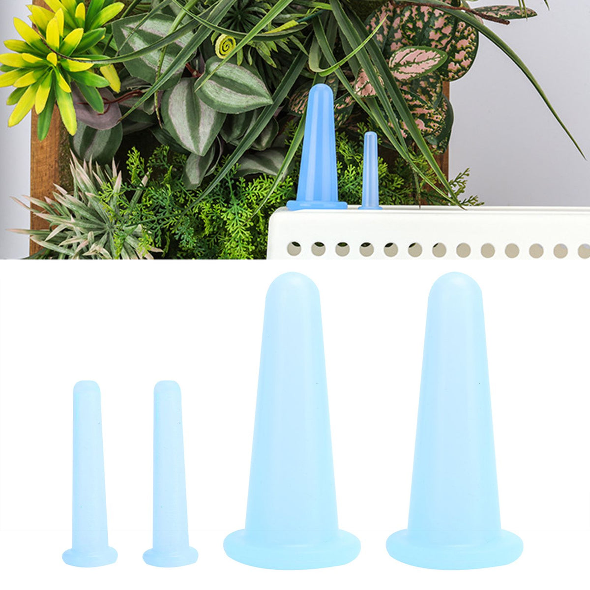 4Pcs Silicone Massage Cup Moisture Absorption Jar Face Cupping Cup Body Health CareBlue 2 Large 2 Small