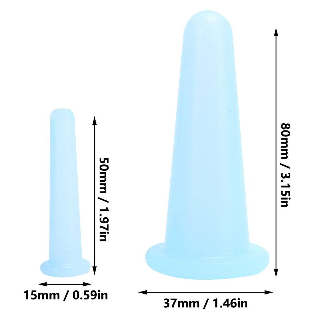 4Pcs Silicone Massage Cup Moisture Absorption Jar Face Cupping Cup Body Health CareBlue 2 Large 2 Small