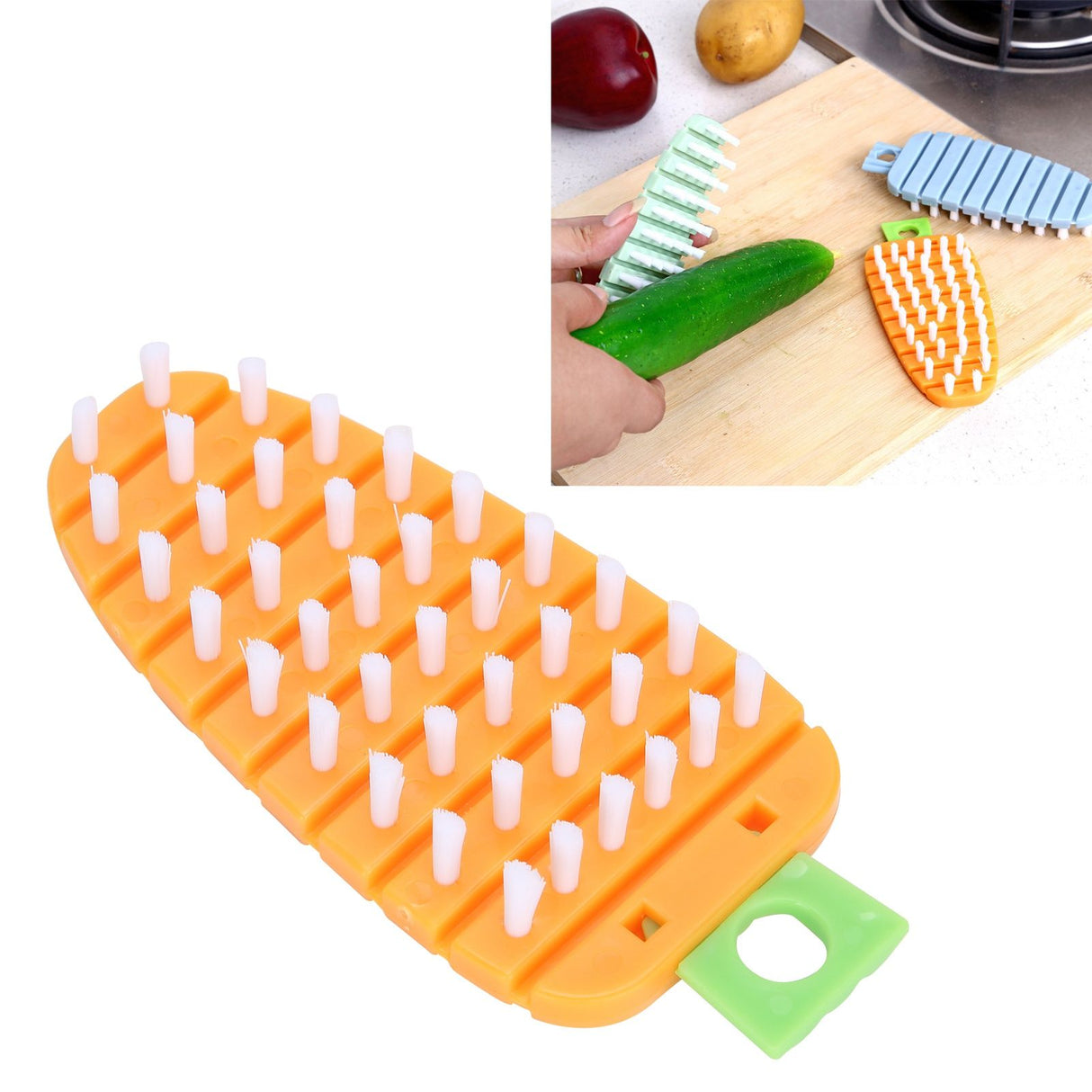 Carrot Shape Vegetable Brush Potato Scrubbing Brush Fruit Cleaner Kitchen ScrubberOrange