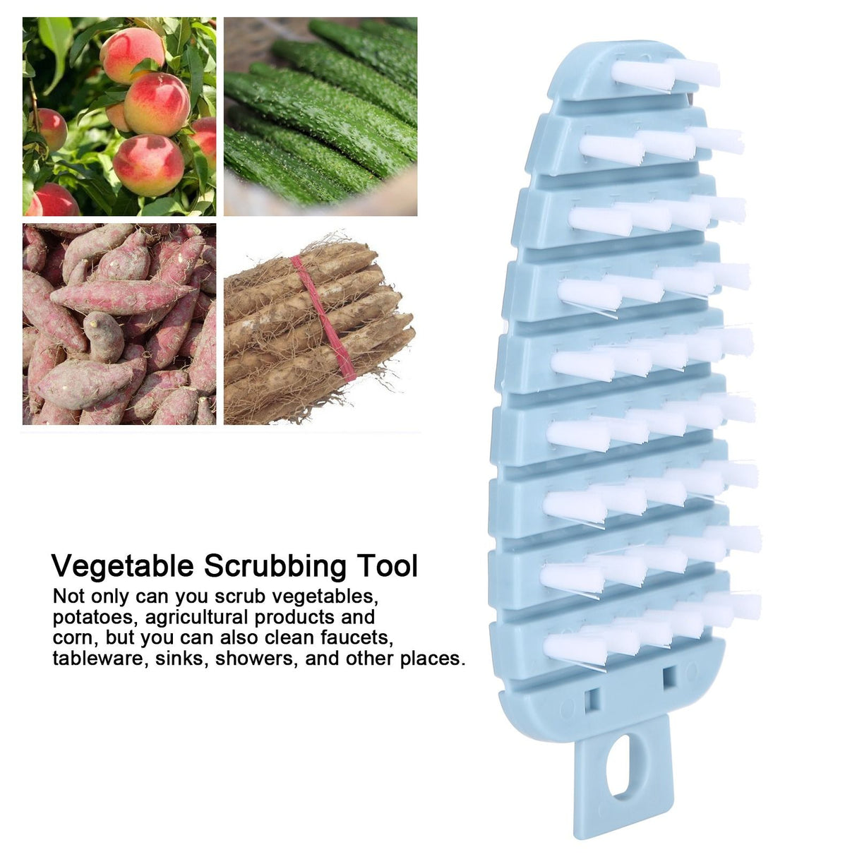 Carrot Shape Vegetable Brush Potato Scrubbing Brush Fruit Cleaner Kitchen ScrubberBlue
