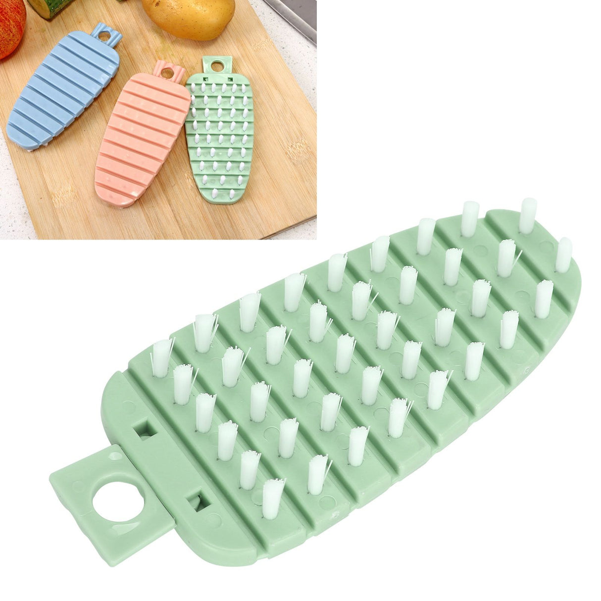 Carrot Shape Vegetable Brush Potato Scrubbing Brush Fruit Cleaner Kitchen ScrubberGreen