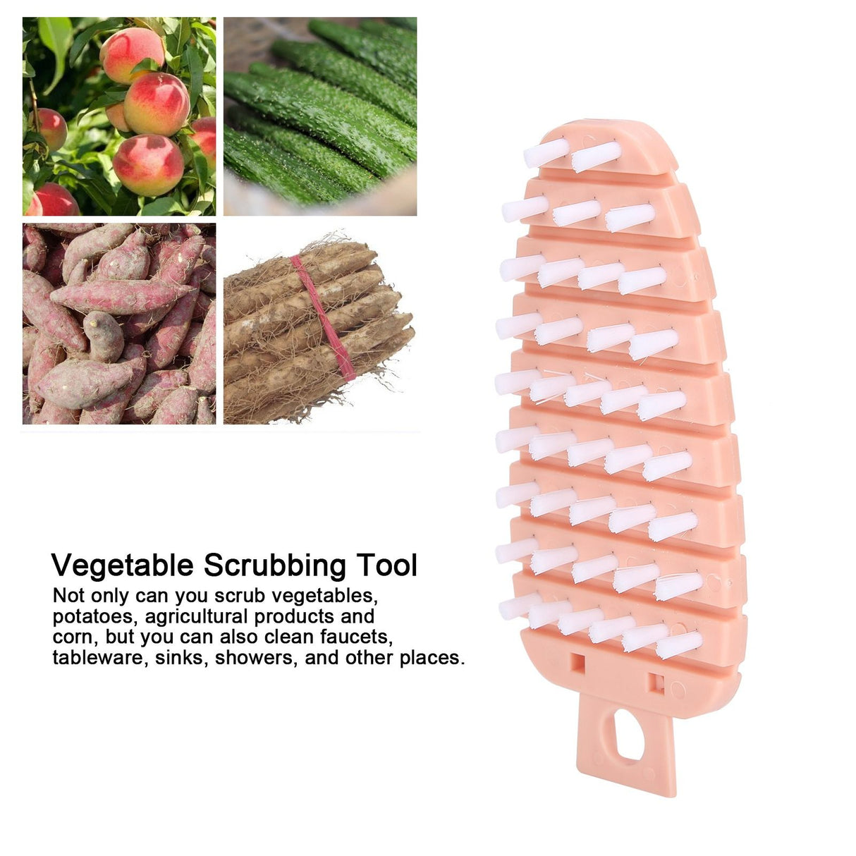 Carrot Shape Vegetable Brush Potato Scrubbing Brush Fruit Cleaner Kitchen ScrubberPink
