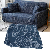 Blue Leaves Soft Elastic Sofa Cover Washable Sofa Slipcover Furniture Protector for Home2 Seater