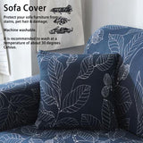 Blue Leaves Soft Elastic Sofa Cover Washable Sofa Slipcover Furniture Protector for Home2 Seater - Extra Image