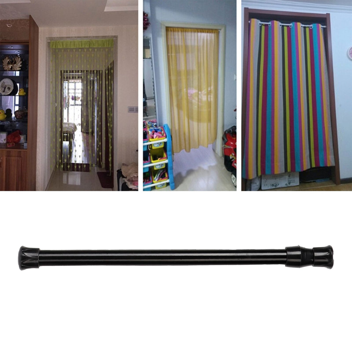 Window Curtain Rail Telescopic Spring Tension Rod for Kitchen Bathroom Wardrobe Utensils30‑50cm