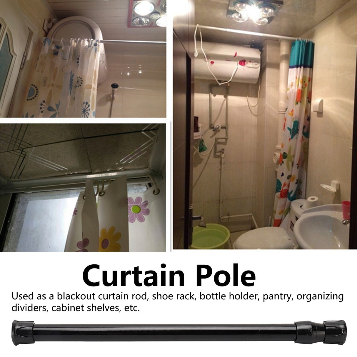 Window Curtain Rail Telescopic Spring Tension Rod for Kitchen Bathroom Wardrobe Utensils30‑50cm