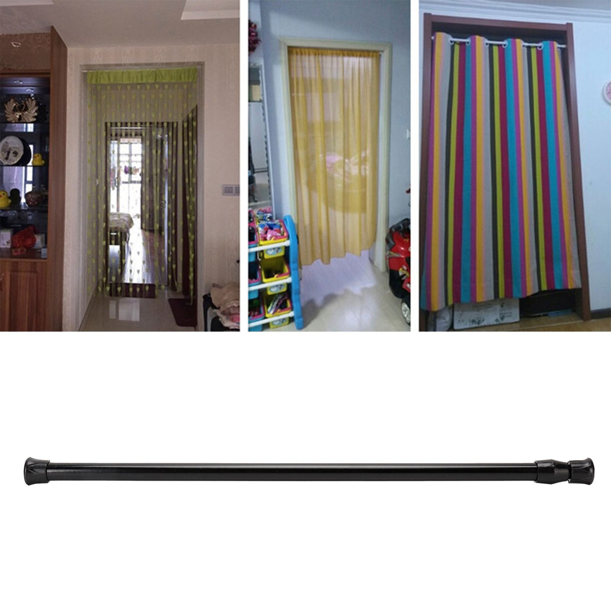 Window Curtain Rail Telescopic Spring Tension Rod for Kitchen Bathroom Wardrobe Utensils55‑90cm