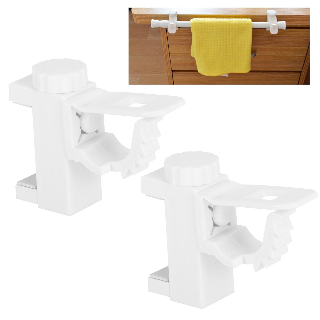 Curtain Rod Pole Holder Multipurpose Hanging Rod Clamp Hanger Organizer 1KG‑2KG Load Capacity