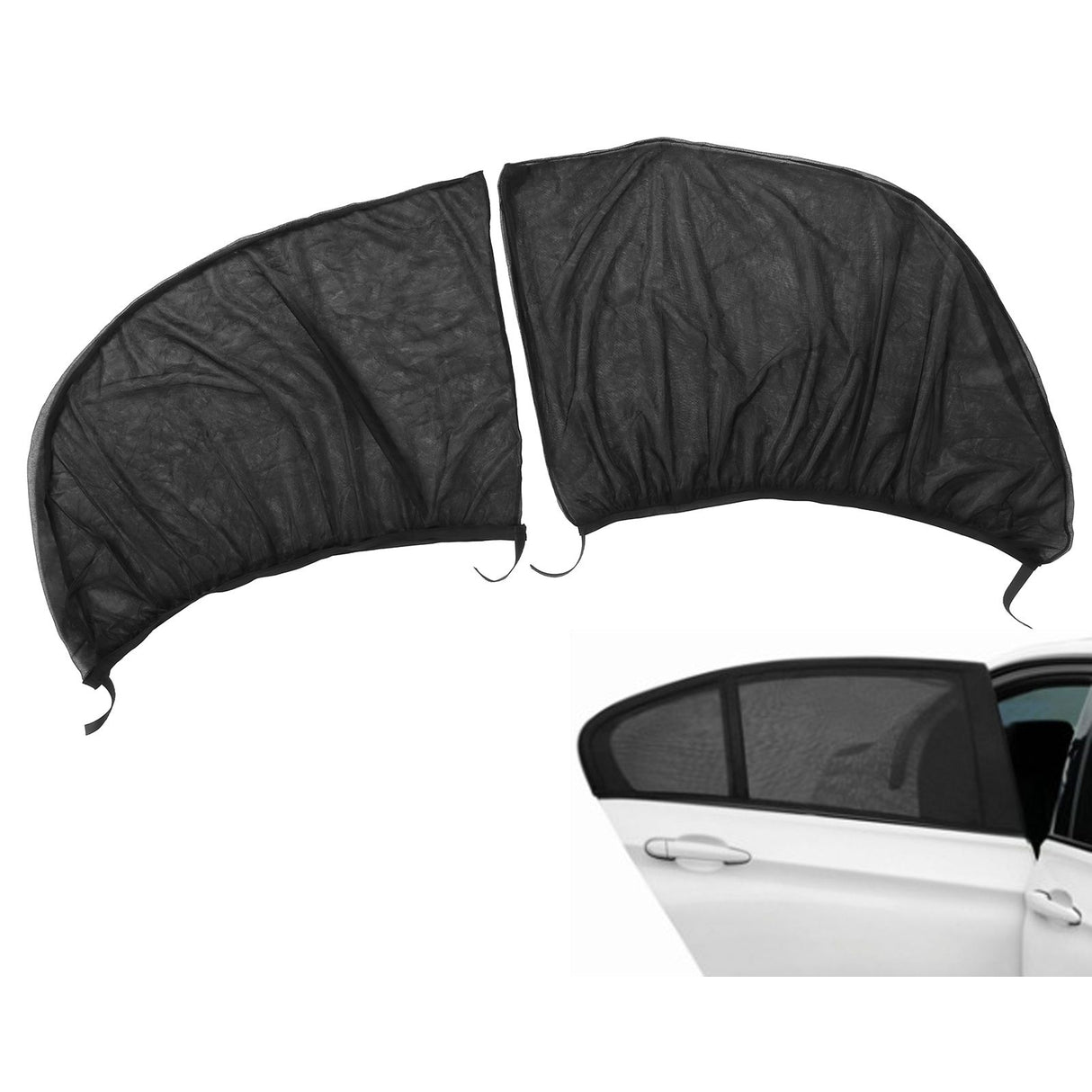 2Pcs Car Sun Shade UV Protection Anti Mosquito Car Rear Side Window Mesh Screens(For Sedan )