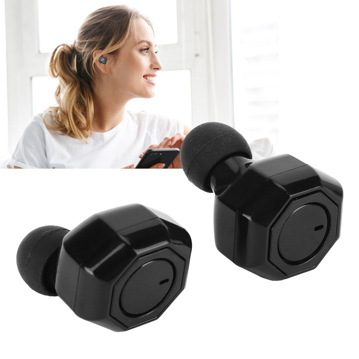 Binaural Bluetooth Headphones Portable Bluetooth Headset Earphones for Driving UseBlack