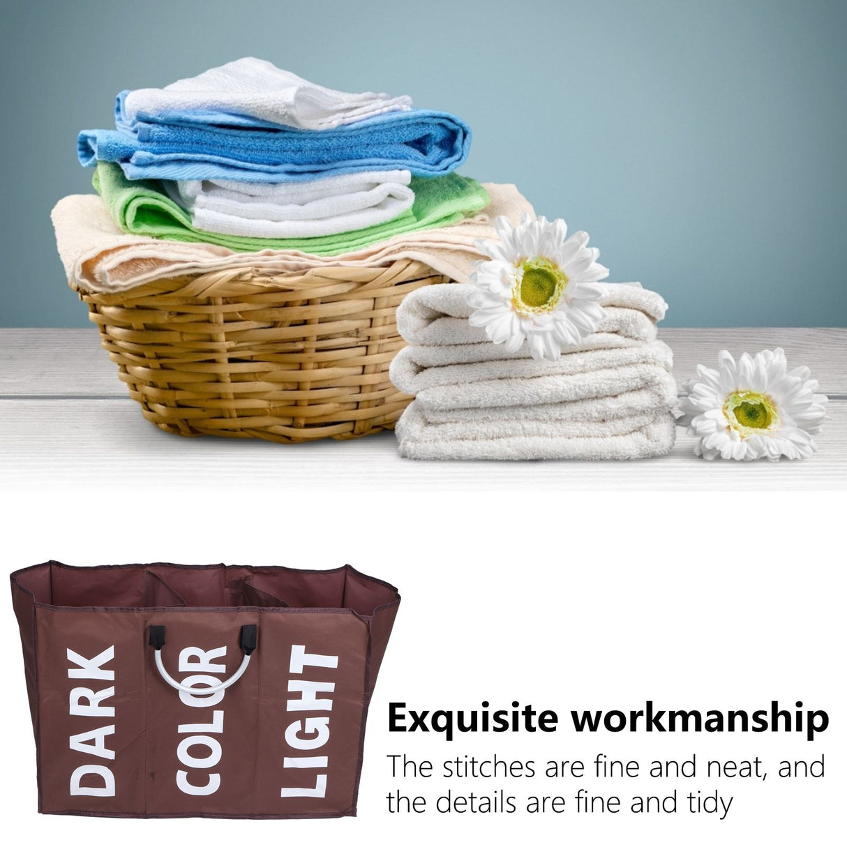 Laundry Basket Household Foldable Waterproof Clothes Storage Bag Organizer Coffee