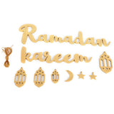 Wooden Hanging Plaque Sign Pendant Ornament Wall DIY Letter Wall Ornaments Home DecorationGold - Front View