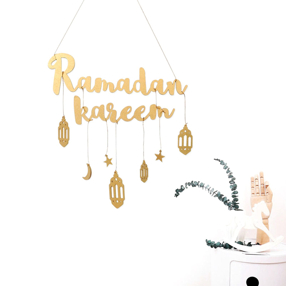 Wooden Hanging Plaque Sign Pendant Ornament Wall DIY Letter Wall Ornaments Home DecorationGold