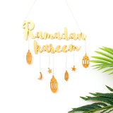 Wooden Hanging Plaque Sign Pendant Ornament Wall DIY Letter Wall Ornaments Home DecorationGold - Extra Image
