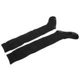 Women Yoga Socks Non Slip Warm Thigh High Stockings for Fitness Latin Dance Sports Black - Top-Down View