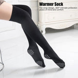 Women Yoga Socks Non Slip Warm Thigh High Stockings for Fitness Latin Dance Sports Black - Extra Image