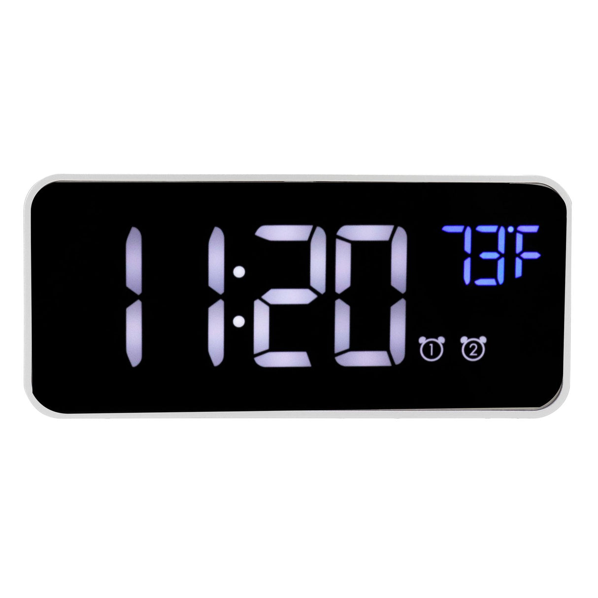 LED Digital Alarm Clock Thermometer with Snooze USB Charging Bedroom Office DecorationSilver