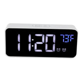 LED Digital Alarm Clock Thermometer with Snooze USB Charging Bedroom Office DecorationSilver - Side View
