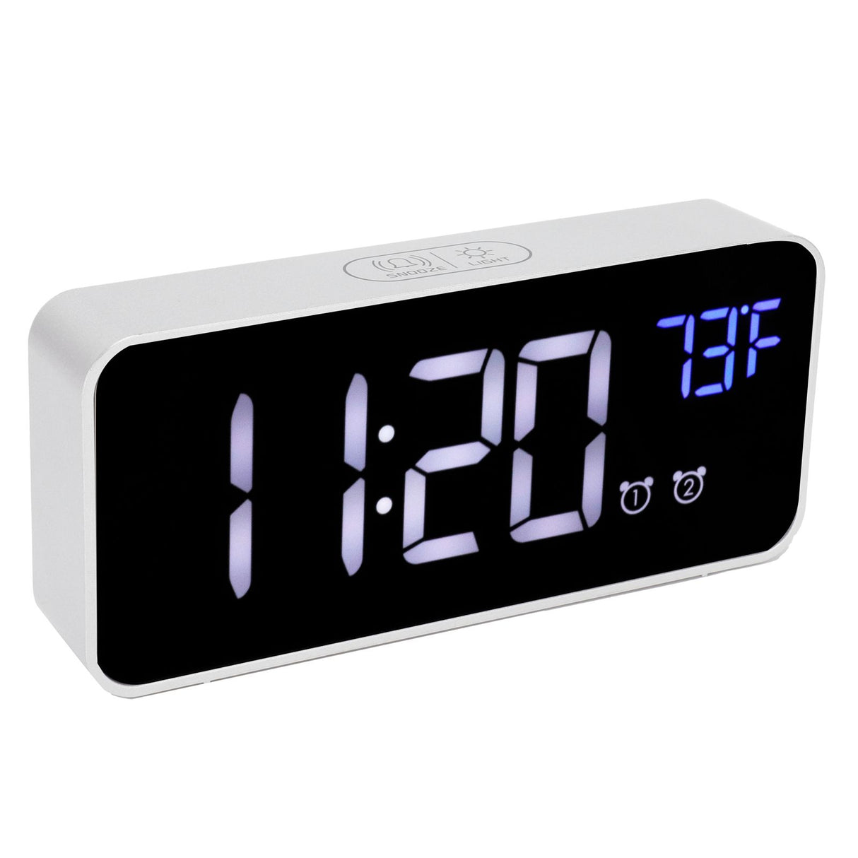 LED Digital Alarm Clock Thermometer with Snooze USB Charging Bedroom Office DecorationSilver