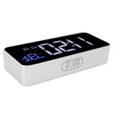 LED Digital Alarm Clock Thermometer with Snooze USB Charging Bedroom Office DecorationSilver