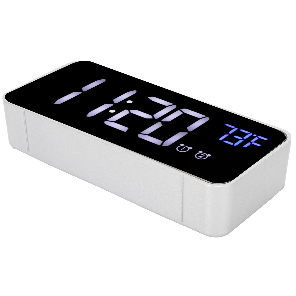 LED Digital Alarm Clock Thermometer with Snooze USB Charging Bedroom Office DecorationSilver