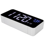 LED Digital Alarm Clock Thermometer with Snooze USB Charging Bedroom Office DecorationSilver