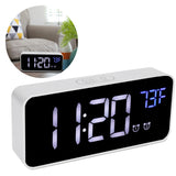 LED Digital Alarm Clock Thermometer with Snooze USB Charging Bedroom Office DecorationSilver - Extra Image