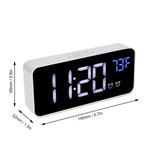 LED Digital Alarm Clock Thermometer with Snooze USB Charging Bedroom Office DecorationSilver