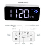 LED Digital Alarm Clock Thermometer with Snooze USB Charging Bedroom Office DecorationSilver - Extra Image