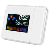 Indoor Projection LED Clock Thermometer Hygrometer Weather Forecast Snooze Perpetual CalendarWhite