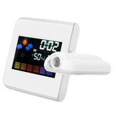 Indoor Projection LED Clock Thermometer Hygrometer Weather Forecast Snooze Perpetual CalendarWhite