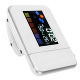 Indoor Projection LED Clock Thermometer Hygrometer Weather Forecast Snooze Perpetual CalendarWhite - Rear View