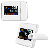 Indoor Projection LED Clock Thermometer Hygrometer Weather Forecast Snooze Perpetual CalendarWhite
