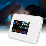 Indoor Projection LED Clock Thermometer Hygrometer Weather Forecast Snooze Perpetual CalendarWhite