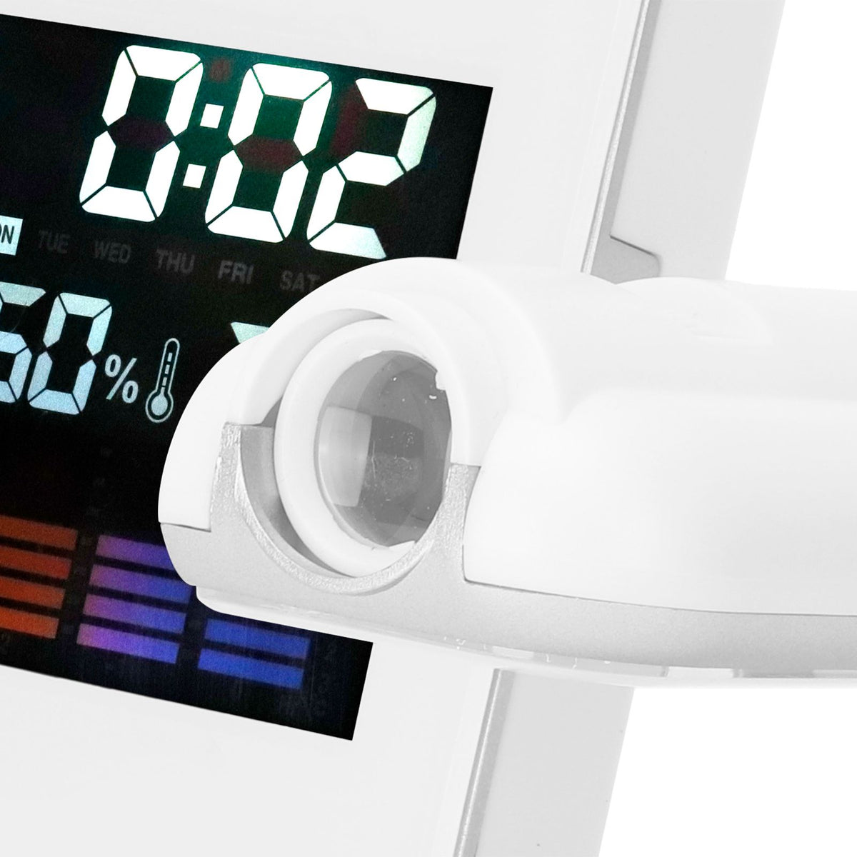 Indoor Projection LED Clock Thermometer Hygrometer Weather Forecast Snooze Perpetual CalendarWhite