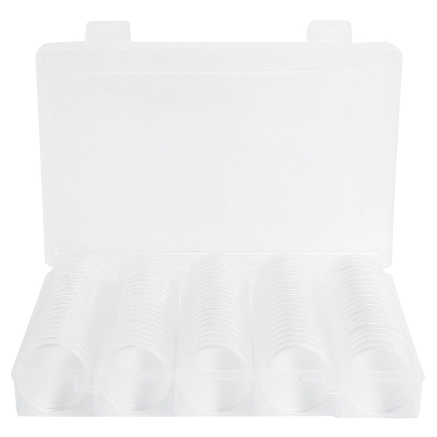 100PCS Transparent Coin Storage Box 17/20/25/27/30mm Round Coin Capsules Containers Protector