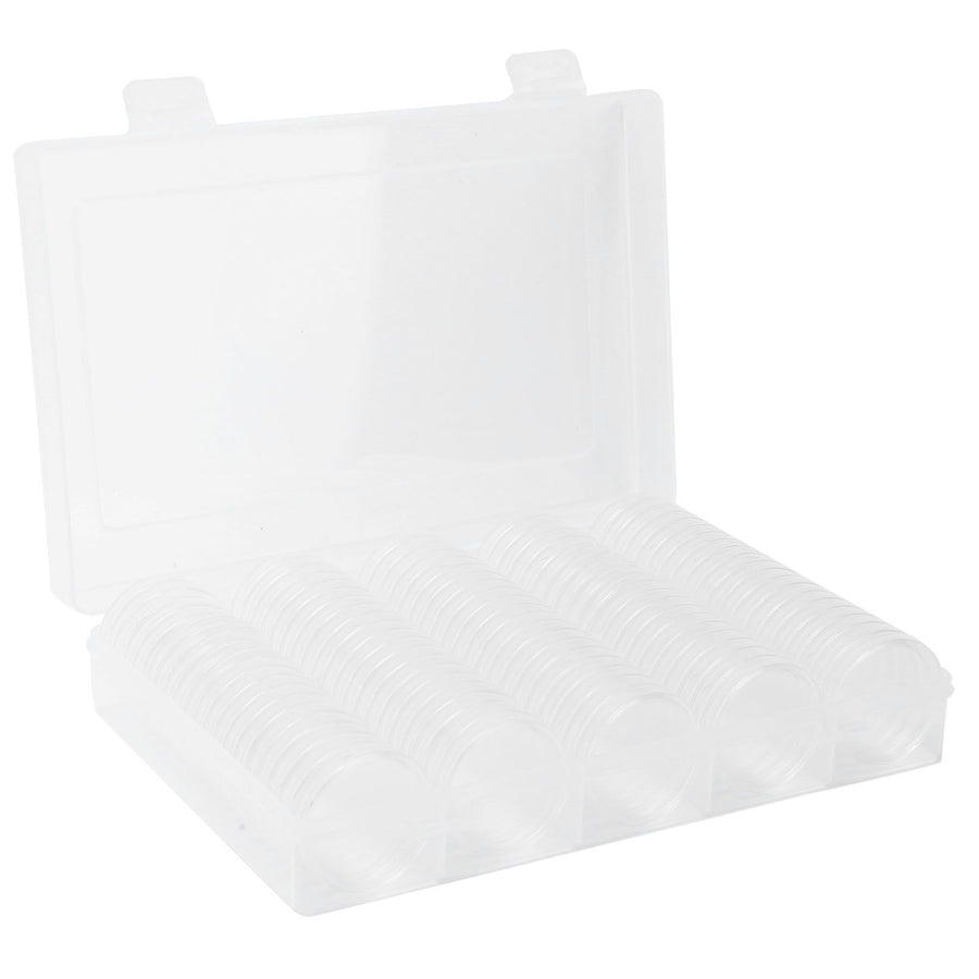 100PCS Transparent Coin Storage Box 17/20/25/27/30mm Round Coin Capsules Containers Protector