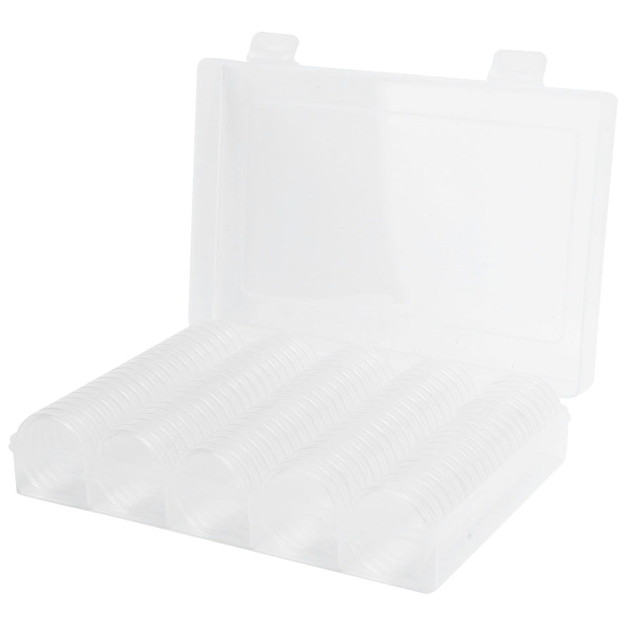 100PCS Transparent Coin Storage Box 17/20/25/27/30mm Round Coin Capsules Containers Protector