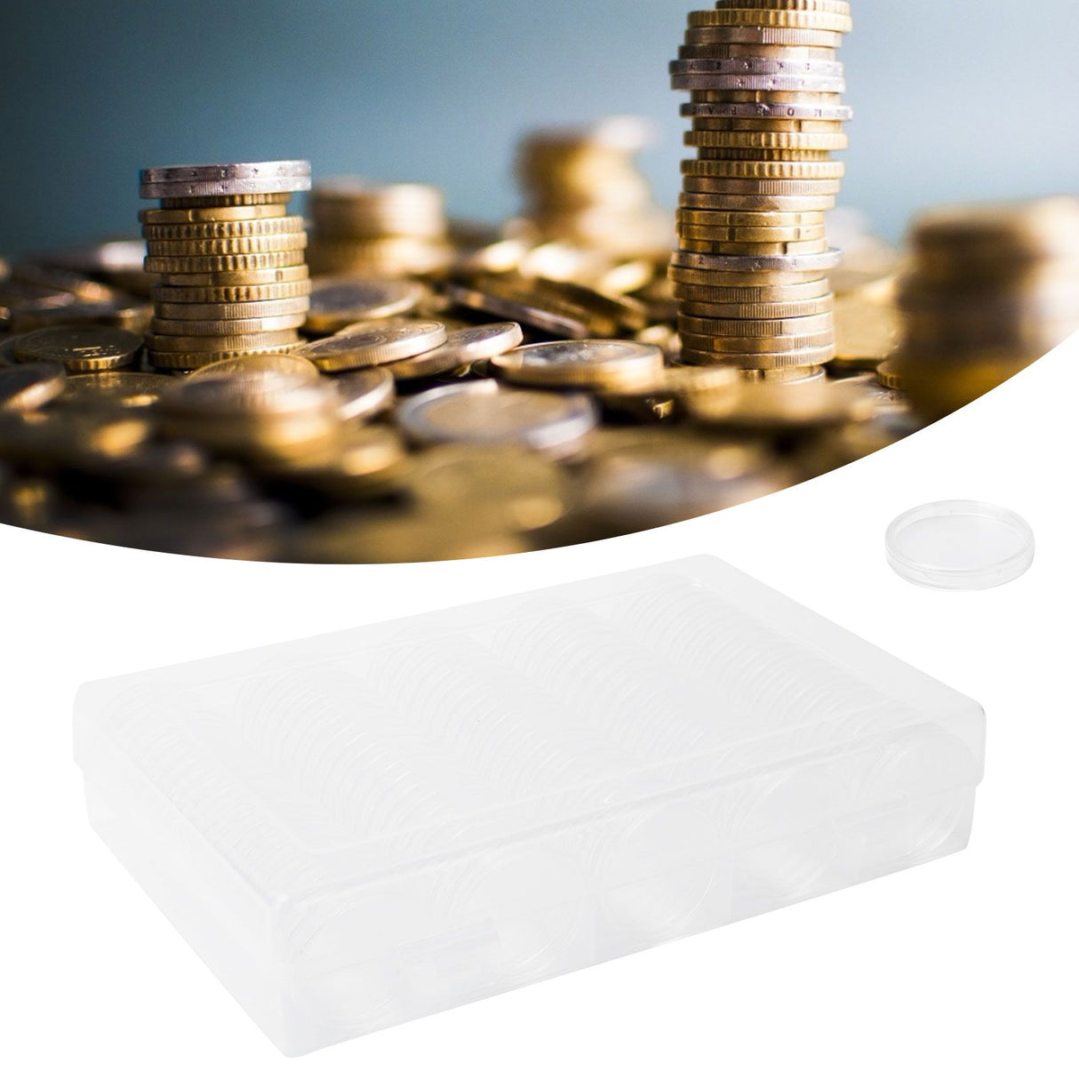 100PCS Transparent Coin Storage Box 17/20/25/27/30mm Round Coin Capsules Containers Protector